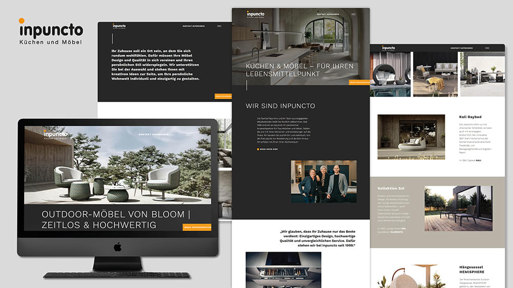 Website von Inpunkto Kuechen in vershiedenen Varianten